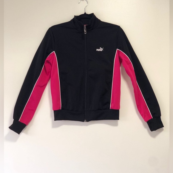 Puma, Black and Pink, track jacket, size XS, two pockets, long sleeves. - Picture 1 of 6
